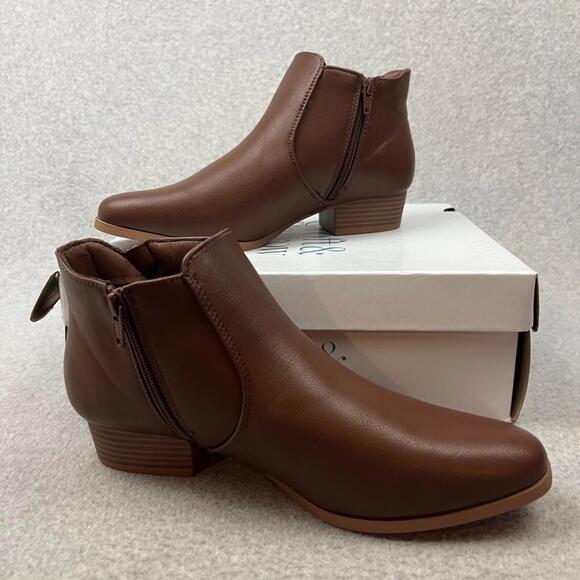 Croft & Barrow Womens Ankle Boots Side Zipper Brown Size 9.5 Casual New - Picture 3 of 8